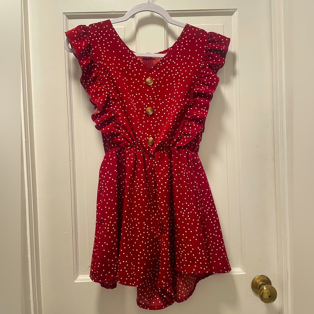 Small Red and White Polka Dot Romper